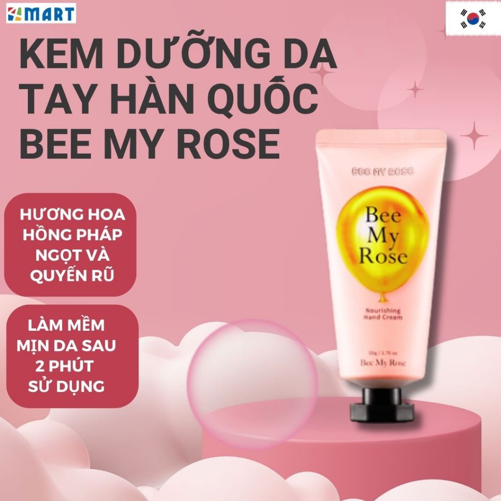 Kem dưỡng da tay Hàn Quốc Bee My Rose, chiết xuất thực vật giàu vitamin A cấp ẩm, làm mềm da bàn tay bị khô ngăn nứt nẻ.