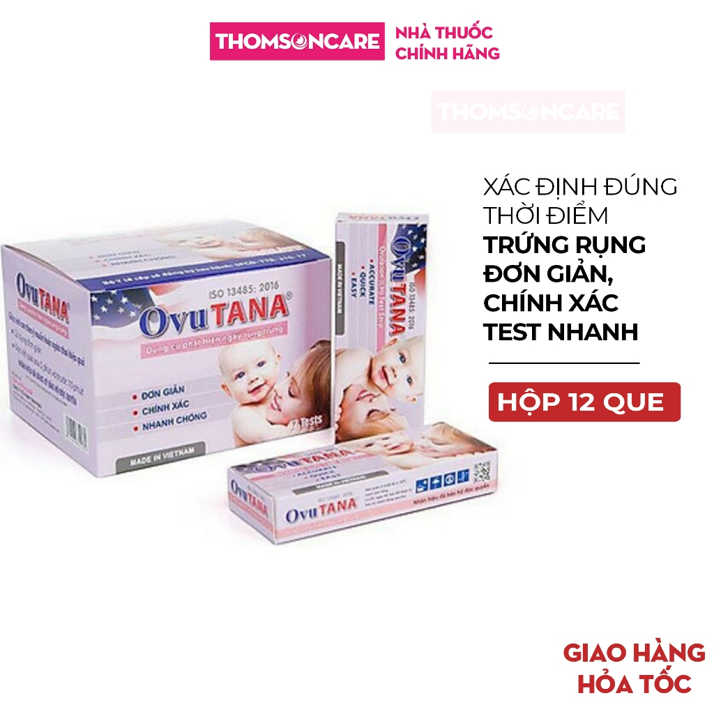 Que thử rụng trứng OVUTANA Tanaphar, Hộp 12 que - Xác định đúng thời điểm rụng trứng, tiện lợi, chính xác, test nhanh