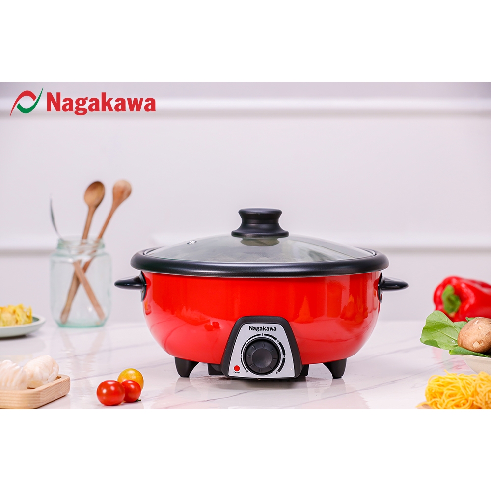 Nồi lẩu điện Nagakawa NAG1902 (4L - 1300W) - Đa chức năng lẩu, nướng, chiên xào - Bảo hành 12 tháng - Hàng chính hãng