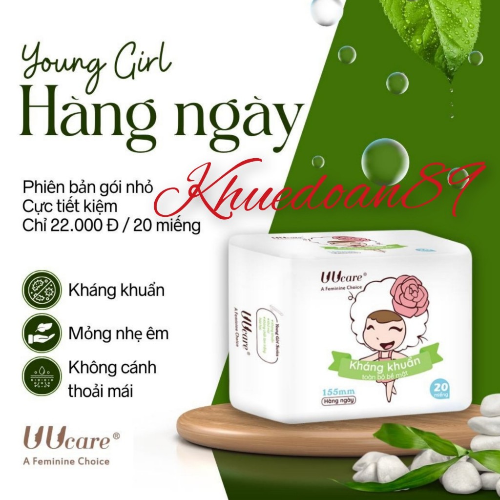 Băng vệ sinh UUcare Singapore Young Girl hàng ngày 15,5cm gói 20 miếng