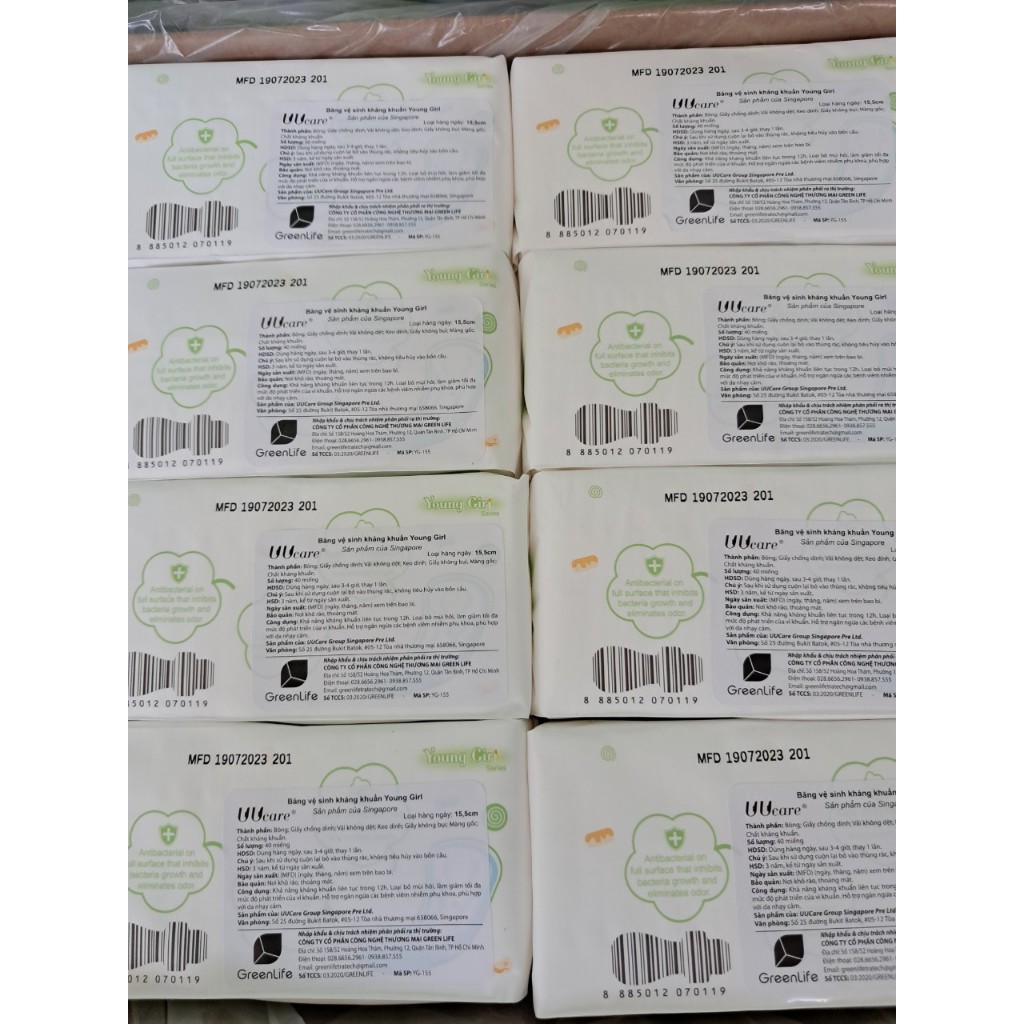 Băng vệ sinh UUcare Singapore Young Girl hàng ngày 15,5cm gói 20 miếng