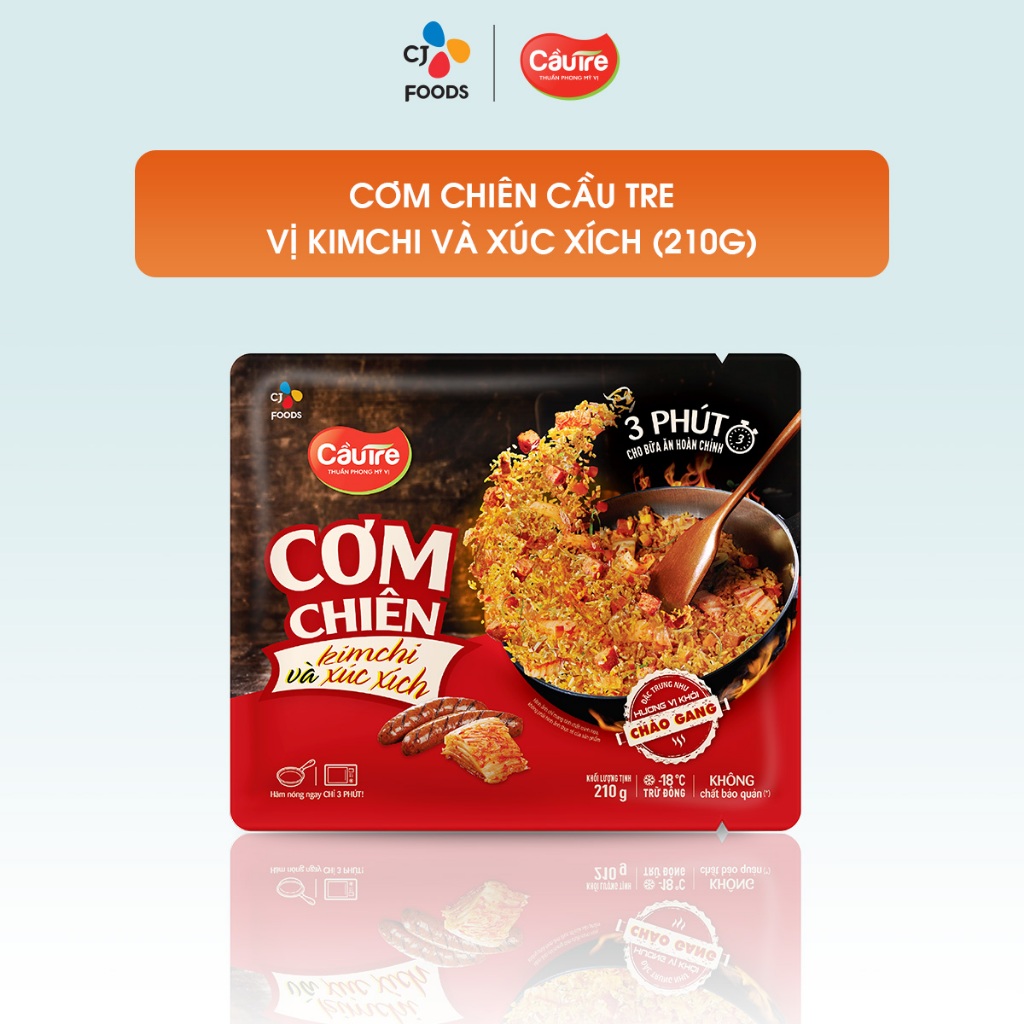 [Mua combo 8 tặng 4 gói] Combo 8 cơm chiên Cầu Tre túi 210g mix 4 vị (hải sản, gà cháy tỏi, dưa bò, kim chi xúc xích)