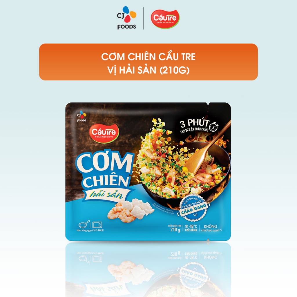 [Mua combo 8 tặng 4 gói] Combo 8 cơm chiên Cầu Tre túi 210g mix 4 vị (hải sản, gà cháy tỏi, dưa bò, kim chi xúc xích)