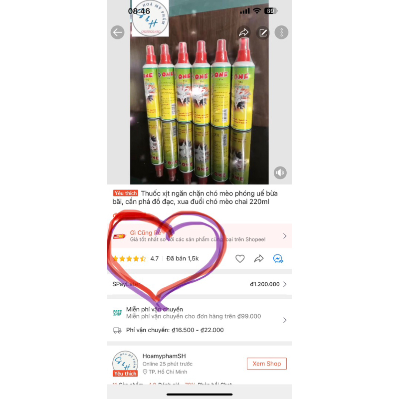 Nước hoa xịt ngăn chặn chó mèo phóng uế bừa bãi, cắn phá đồ đạc, xua đuổi chó mèo chai 220ml