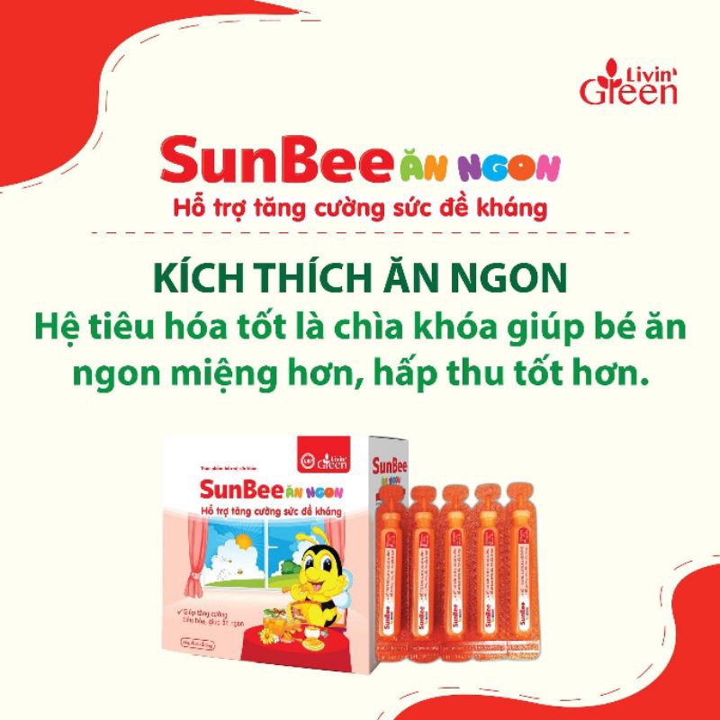 Siro ăn ngon Sunbee dạng ống - Tăng cường miễn dịch cho trẻ em thành phần keo ong và thảo dược - TNHH Livin' Green