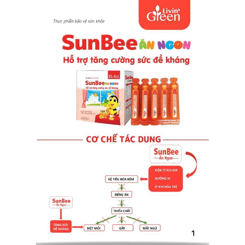 Siro ăn ngon Sunbee dạng ống - Tăng cường miễn dịch cho trẻ em thành phần keo ong và thảo dược - TNHH Livin' Green