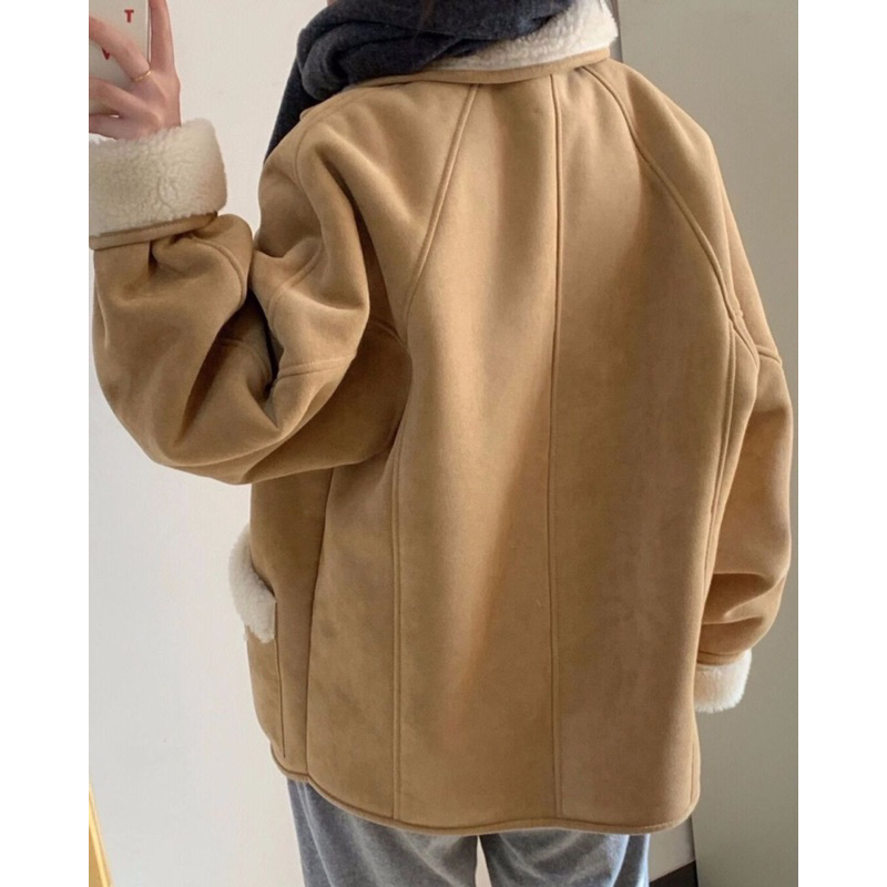 ÁO KHOÁC DA LỘN LÓT BÔNG JACKET UNISEX NAM NỮ