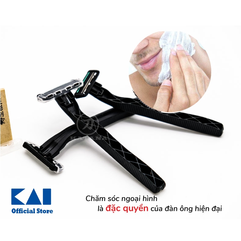 Dao cạo râu 2 lưỡi cao cấp thương hiệu KAI NTS-20B bộ 20 chiếc (màu đen)