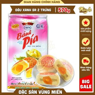 Bánh pía đậu xanh sầu riêng 2 trứng muối đặc biệt 580g Tân Huê Viên,Bánh pía 4 sao 2 trứng Tân Huê Viên Sóc Tră