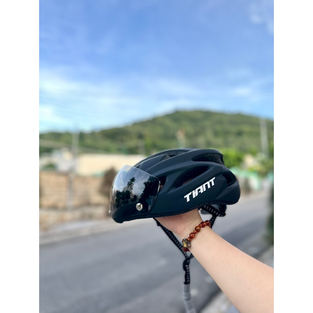 NÓN THỂ THAO DOT TIANT D01 MÀU ĐEN NHÁM KÍNH NAM CHÂM CHÍNH HÃNG