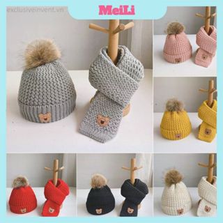 Set Mũ Len + Khăn Choàng Gấu BABY - Mũ Nón len quả bông cho bé kèm khăn cực xinh 1-7 tuổi. (tuyển sỉ)