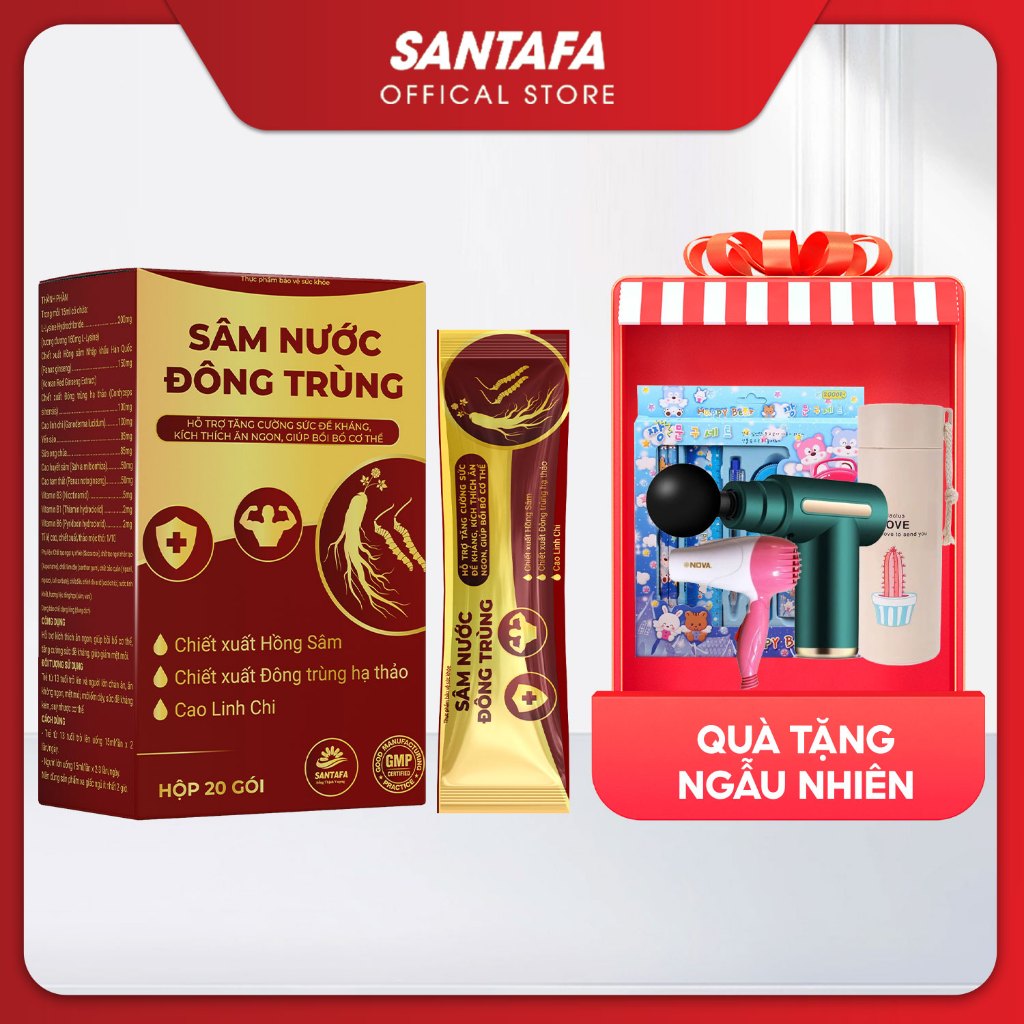 Nước Đông Trùng Hạ Thảo Giúp Bồi Bổ Cơ Thể Tăng Sức Khỏe Hỗ Trợ Ăn Ngủ Ngon Giảm Mệt Mỏi Hộp 20 Gói