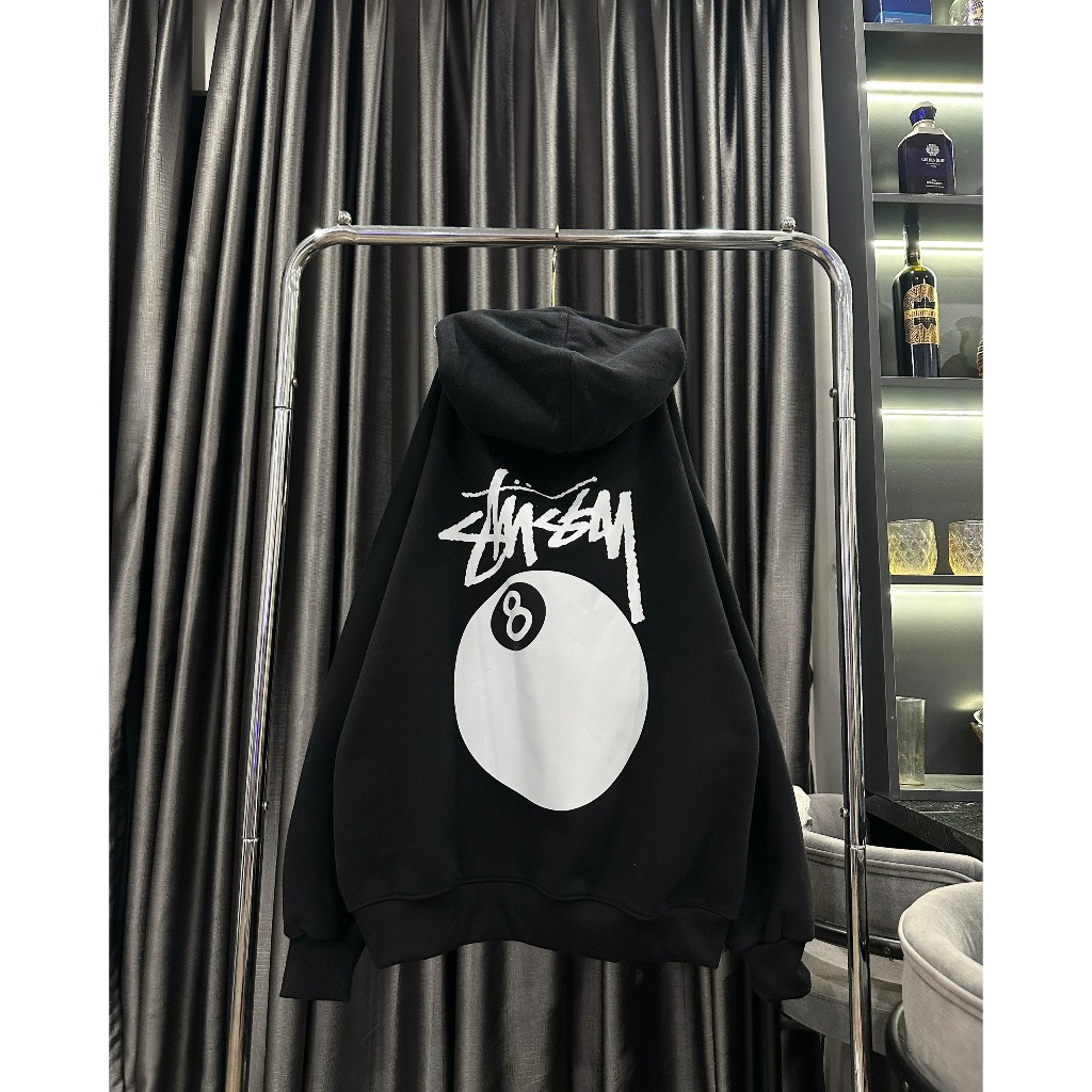 Áo hoodie Stussy in hình bi 8, áo hoodie nam nữ form rộng chất liệu nỉ bông hai lớp cao cấp