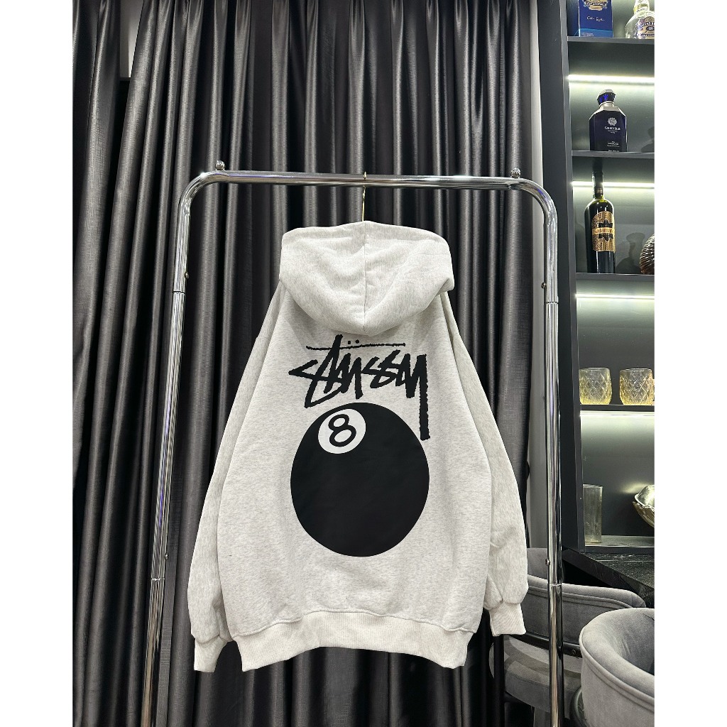 Áo hoodie Stussy in hình bi 8, áo hoodie nam nữ form rộng chất liệu nỉ bông hai lớp cao cấp