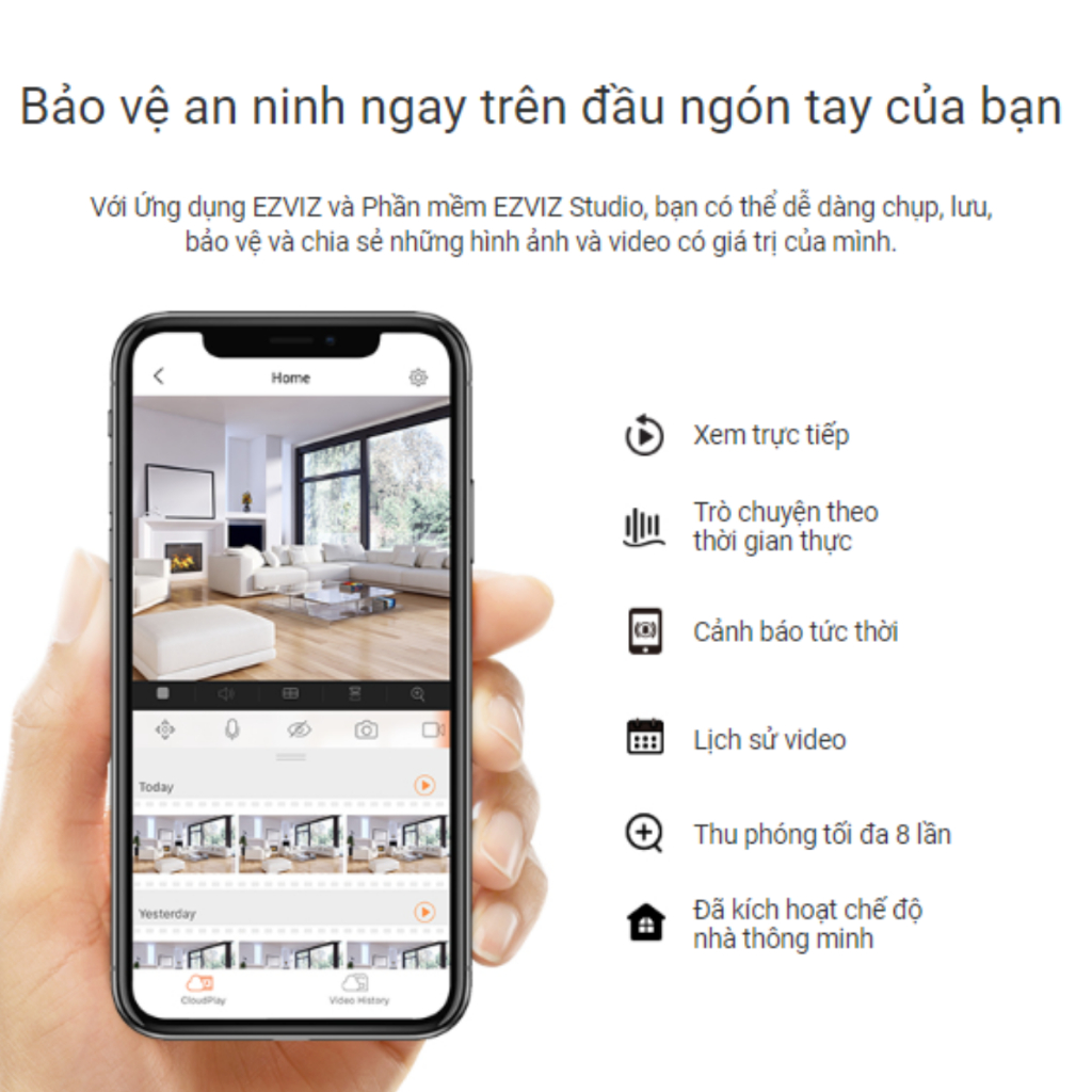 H8C | Camera ngoài trời Wifi EZVIZ H8C 2M đàm thoại 2 chiều, có màu ban đêm, Phát hiện chuyển động
