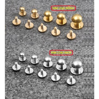 Nút Nấm Văn Ren Đồng, INOX Nguyên Chất, Nút Thầy Tù, Nút khoá Túi Ví