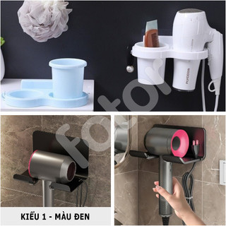[FREESHIP] GIÁ ĐỠ MÁY SẤY TÓC TREO DÁN TƯỜNG - CỐC ĐỰNG BÀN CHẢI KIÊM GIÁ ĐỠ MÁY