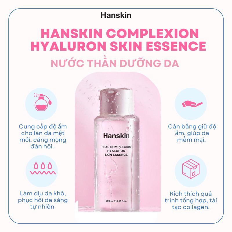 Nước thần HANSKIN Real Complexion Hyaluron Skin Essence căng bóng 300ml