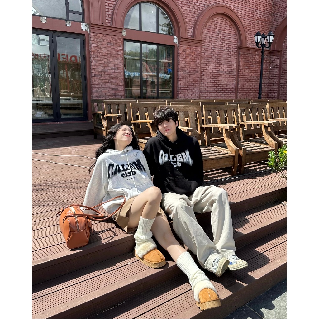 Calem Club - Áo Hoodie chui đầu nỉ lót bông in charm BLURRY  form BOXY unisex