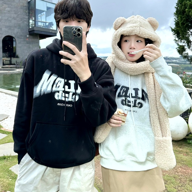 Calem Club - Áo Hoodie chui đầu nỉ lót bông in charm BLURRY  form BOXY unisex