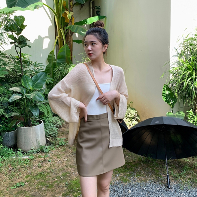 Áo khoác cardigan len mỏng Forly lưới dệt kim dài tay dáng rộng quyến rũ FG063