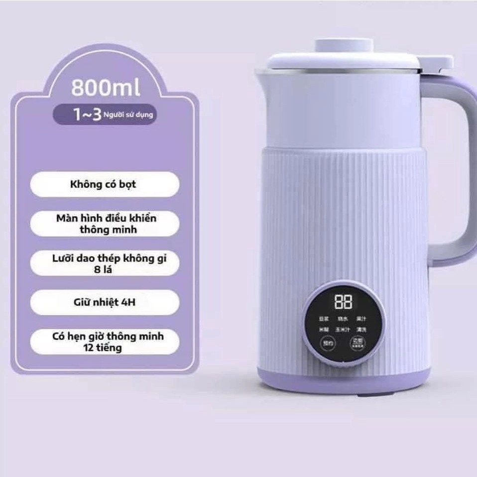 Máy Làm Sữa Hạt AYUMO Đa Năng, Máy Làm Sữa Đậu Nành Xay Sinh Tố Dung Tích 800ML, Hẹn Giờ Và Giữ Ấm Thông Minh