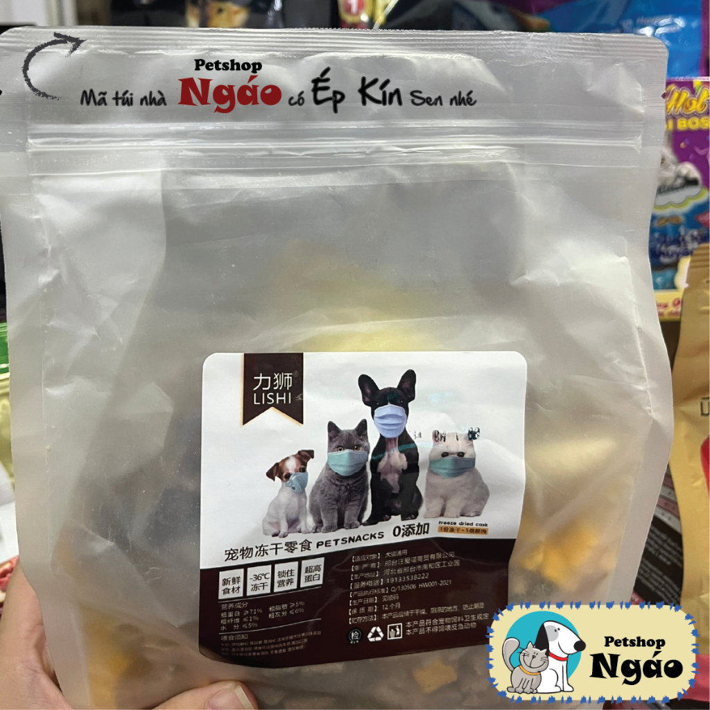 Hỗn Hợp Thịt Tươi Sấy Khô Cho Chó Mèo LISHI - Mix 11 loại topping kèm muỗng xinh sắn _ Ngáo Petshop __