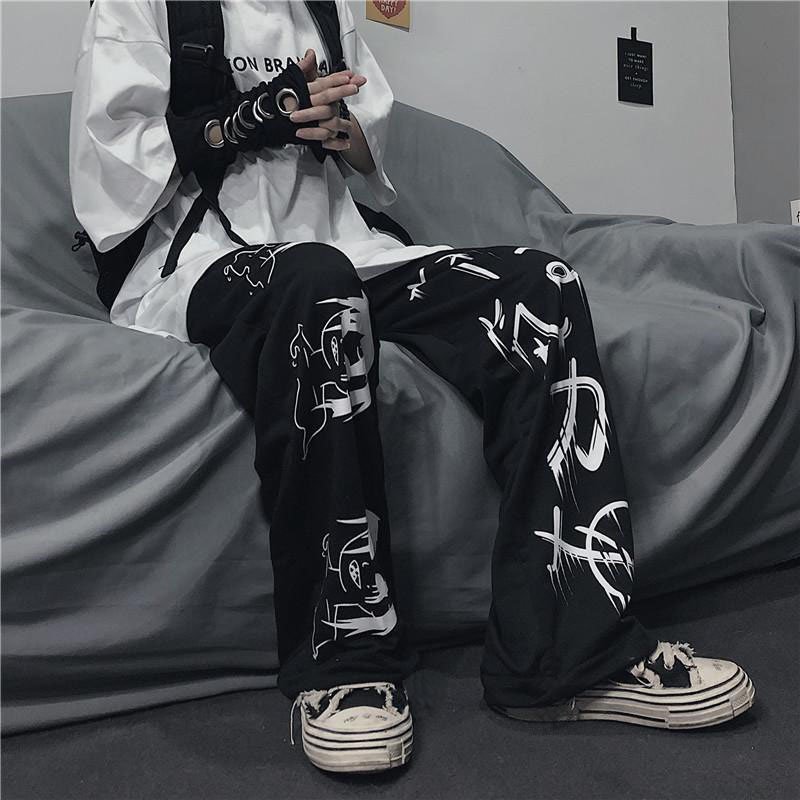 Quần jogger nam thể thao đẹp, quần bomber Unisex ống rộng, chất thun nỉ dày dặn In Họa Hình Ống Rộng Suông - Unisex
