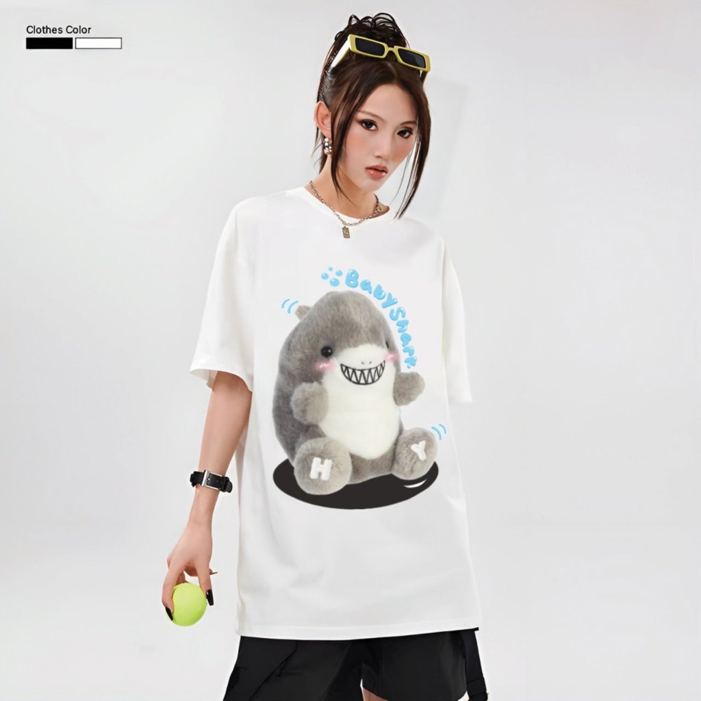 Áo thun unisex HY KOREA Baby Shark 1623 tay lỡ form rộng unisex