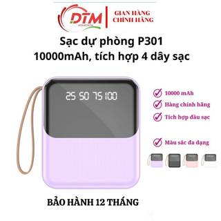  Sạc Dự Phòng Sendem P301 10000mAh Tích Hợp Sẵn Cáp Sạc Có Led Báo Phần Trăm Pin,Chính Hãng DTM,Bảo Hành 12 Tháng 