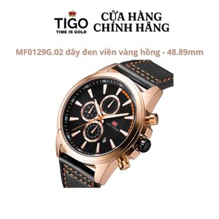 Đồng Hồ Nam MINI FOCUS MF0129G.02 Dây Da Đen Viền Vàng Hồng Thép Không Gỉ Mặt Tròn 48.89mm