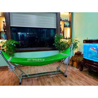 <HÀNG LOẠI TỐT> Khung võng xếp 100% inox PHI 40 thang vuông( Bao gồm khung và lưới tặng kèm màn võng)