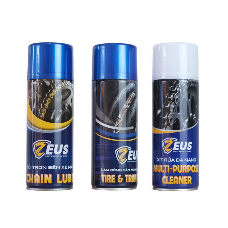 Chai xịt dưỡng sên Zeus - Vệ sinh sên xe máy Zeus - Làm bóng dàn nhựa nhám vỏ xe Zeus