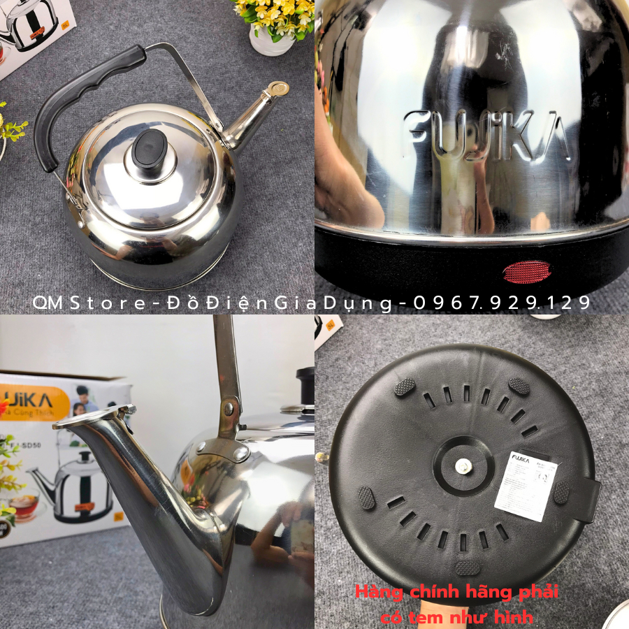 Ấm Siêu Tốc Inox 304 Fujika FJ-SD50 , Siêu Điện Đun Nước Nhanh An Toàn Tự Động Ngắt Khi Sôi Cho Gia Đình QM Store