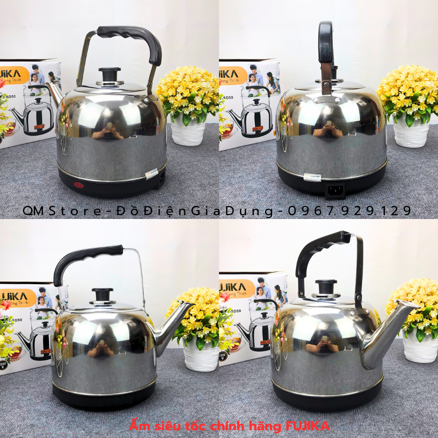 Ấm Siêu Tốc Inox 304 Fujika FJ-SD50 , Siêu Điện Đun Nước Nhanh An Toàn Tự Động Ngắt Khi Sôi Cho Gia Đình QM Store