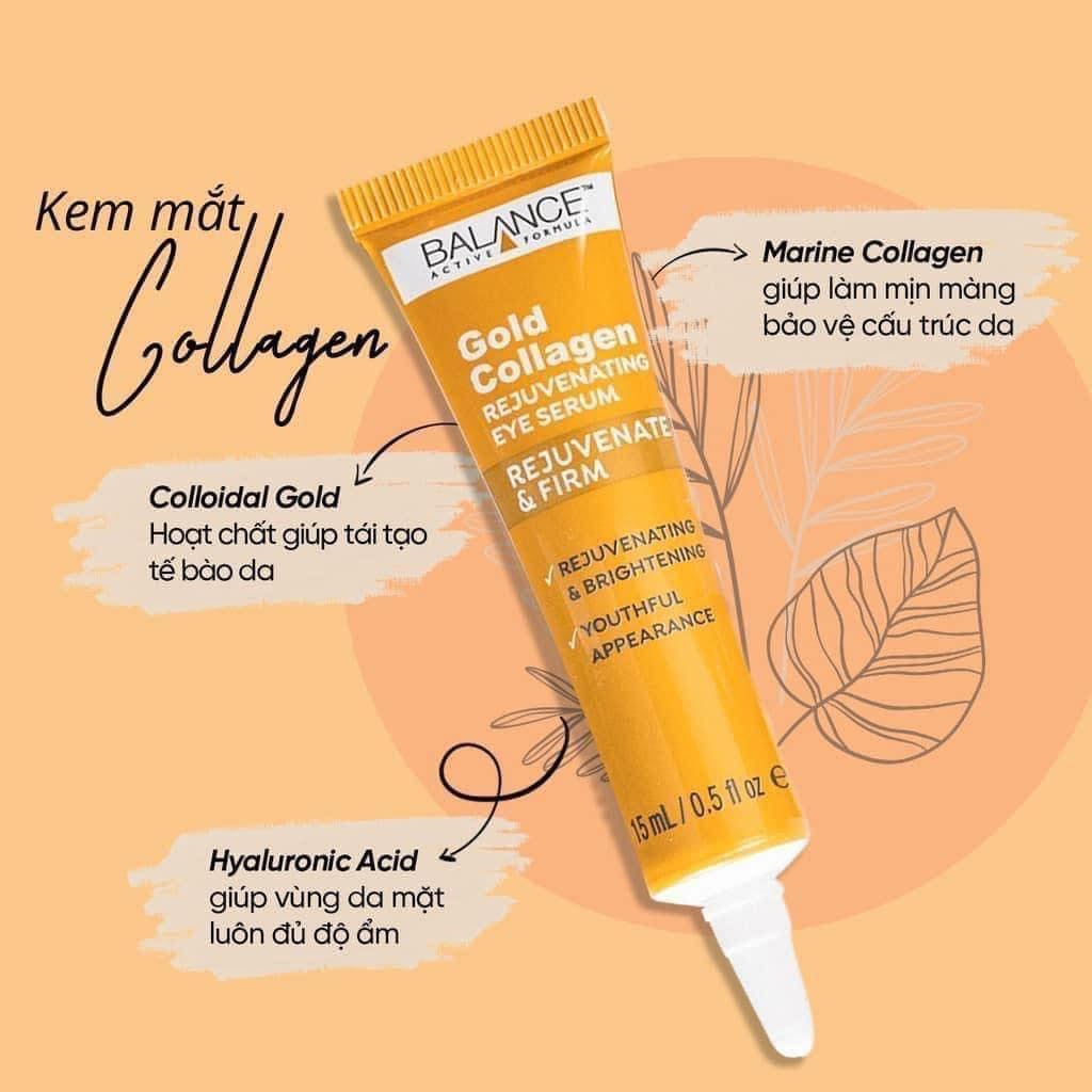 Kem Giúp Làm Mờ Nếp Nhăn Vùng Mắt Balance Active Formula Gold + Marine Collagen Rejuvenating Eye Serum 15ml