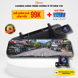 Camera hành trình ô tô V10 iViecars gương màn lớn độ phần giải 2K kết nối điện thoại hỗ trợ quay đêm