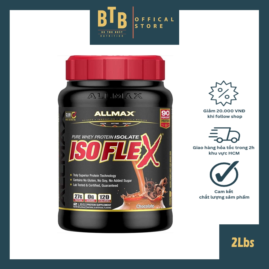Bột đạm dinh dưỡng thể thao thể hình ISOFLEX 2LBS  hỗ trợ tăng cơ từ thương hiệu ALLMAX từ Canada