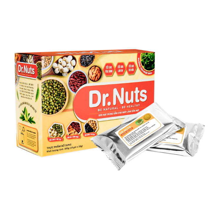 Gói Hạt Làm Sẵn Cho Máy Sữa Hạt Dr.Nuts Định lượng sẵn-Xé là nấu-Mix 3 vị-Tiện Lợi Nhanh Chóng-Dinh Dưỡng-Đẹp Da-Healthy