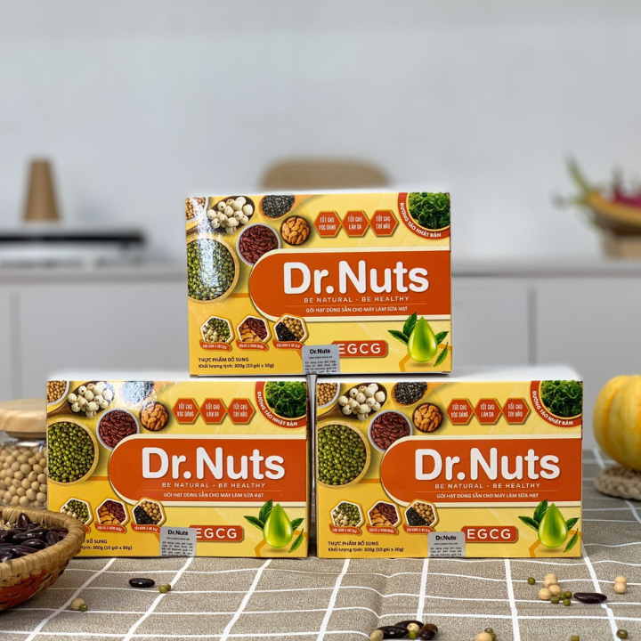 Gói Hạt Làm Sẵn Cho Máy Sữa Hạt Dr.Nuts Định lượng sẵn-Xé là nấu-Mix 3 vị-Tiện Lợi Nhanh Chóng-Dinh Dưỡng-Đẹp Da-Healthy