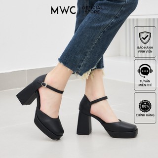 Giày cao gót mwc 4403 - cao gót đế đúp mũi vuông 9p bít mũi bít gót phong cách cổ điển thời trang