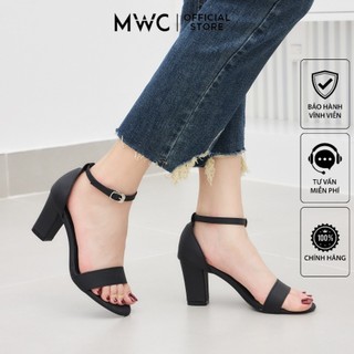 Giày Nữ MWC 3548 - Giày Sandal Cao Gót Vuông 7p Quai Ngang Bít Gót Quai Hậu Trẻ Trung