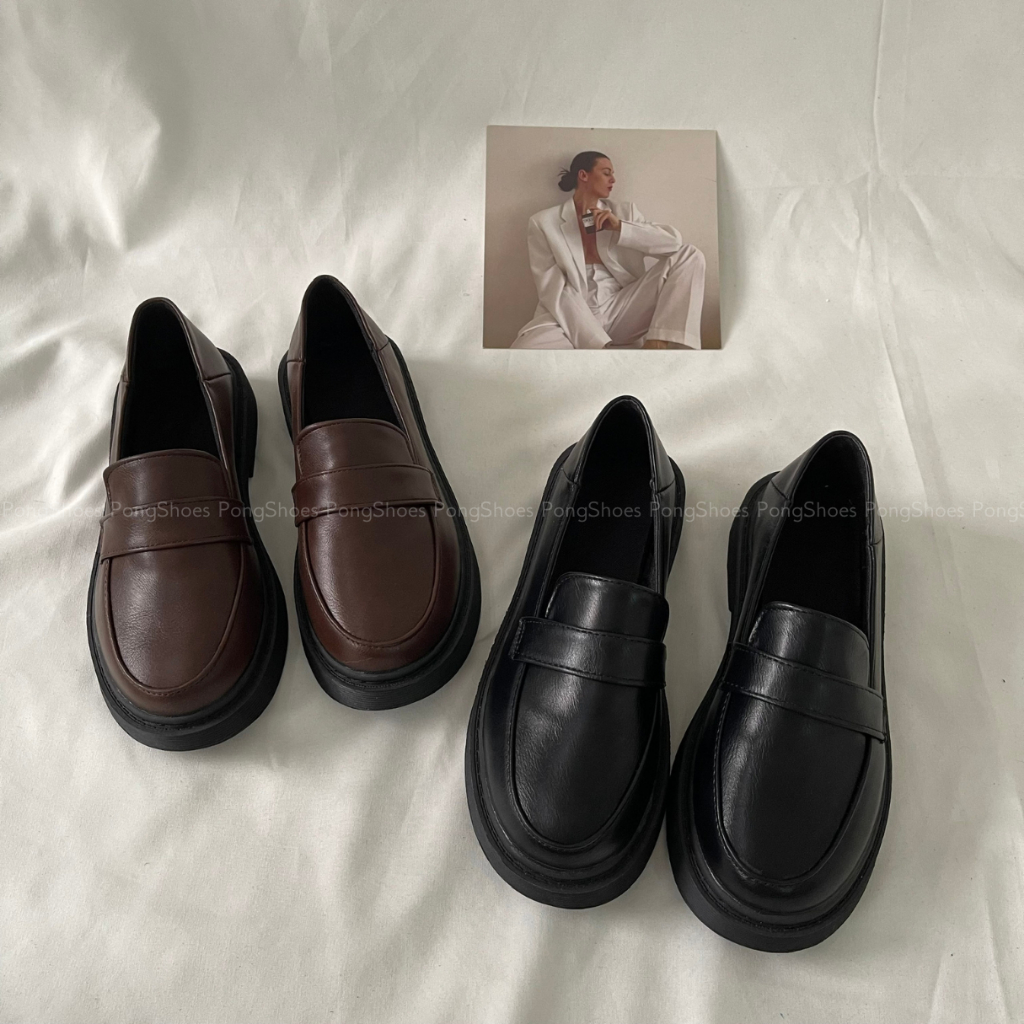 Giày Loafer Pong Shoes Basic Đế Bằng- Full Box- Mã 1637