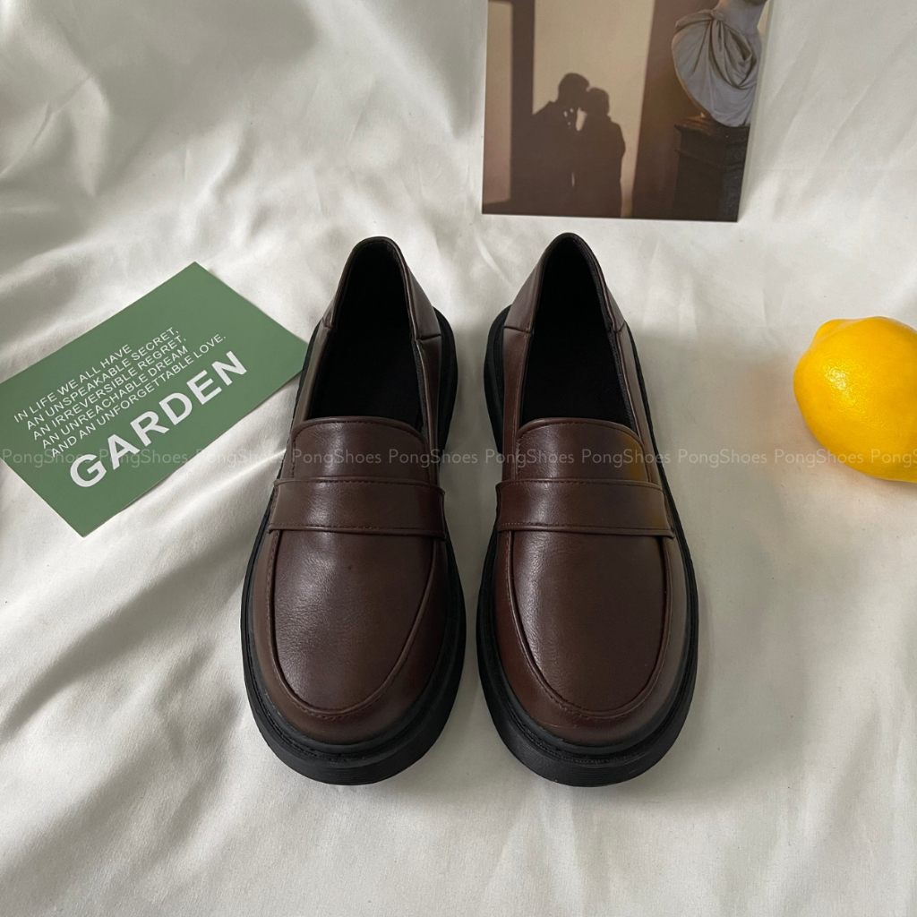 Giày Loafer Pong Shoes Basic Đế Bằng- Full Box- Mã 1637