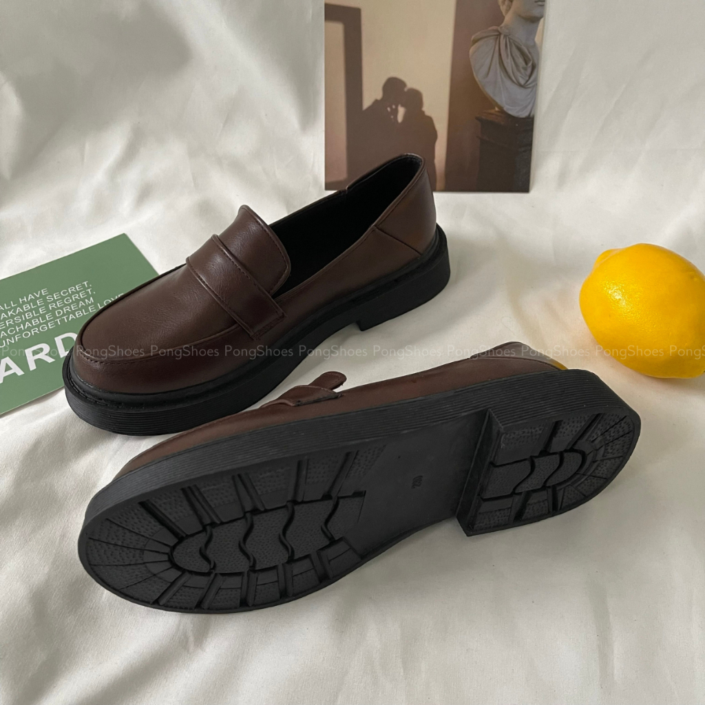 Giày Loafer Pong Shoes Basic Đế Bằng- Full Box- Mã 1637
