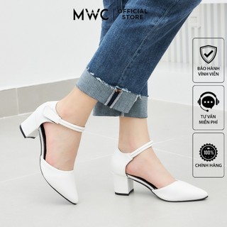 Giày mwc 4285 - giày sandal cao gót đế vuông 5cm, cao gót bít gót mũi nhọn quai hậu thời thượng