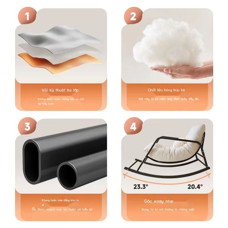 Ghế Lười Hai Lớp Ngồi Ghế Bập Bênh Phòng Khách / Ban Công Cho Người Lớn