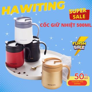 Cốc giữ nhiệt ly giữ nhiệt đựng cafe văn phòng có tay cầm chất liệu inox 304 cao cấp an toàn