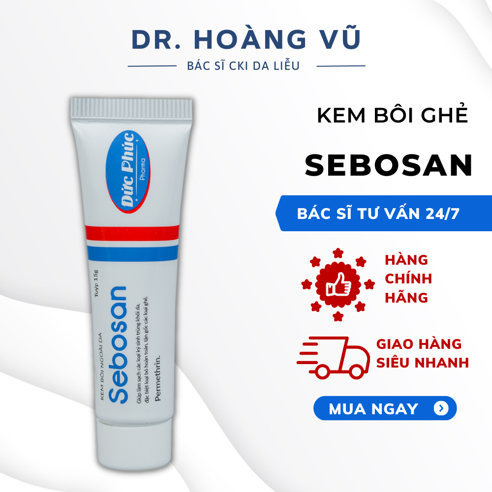Kem bôi ghẻ và loại bỏ ký sinh trùng Sebosan - 15g - Dr. Hoàng Vũ