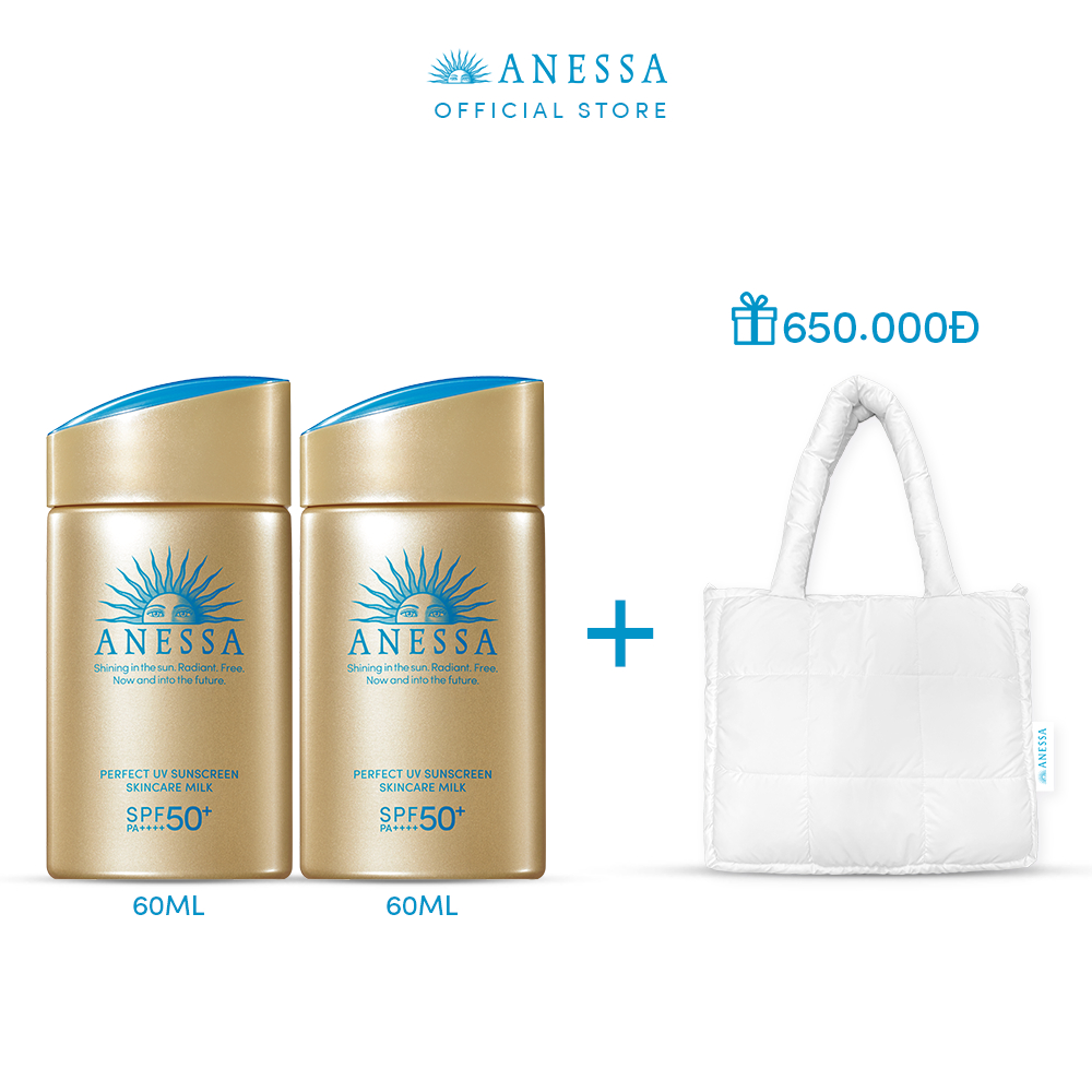 [Hannah Olala x Anessa] Bộ 2 Sữa chống nắng dưỡng da Anessa Perfect UV Sunscreen 60ml +Túi chần bông 